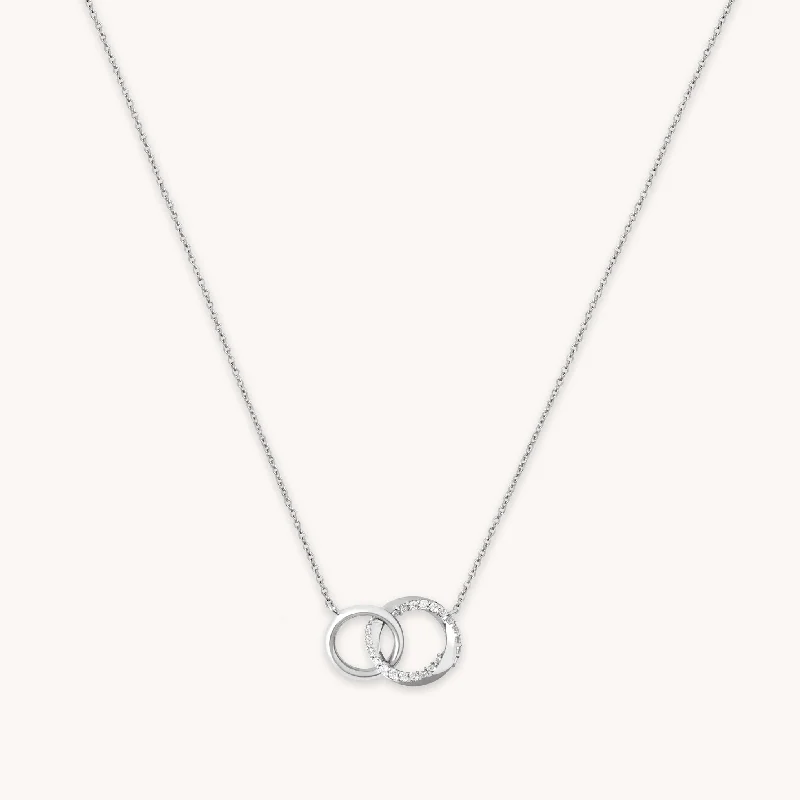 men’s and women’s matching necklaces -Orbit Crystal Chain Necklace in Silver