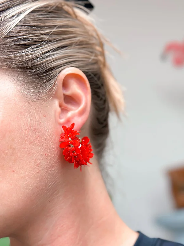 unique earrings for women -Shiny Sequin Hoop Earrings - Red