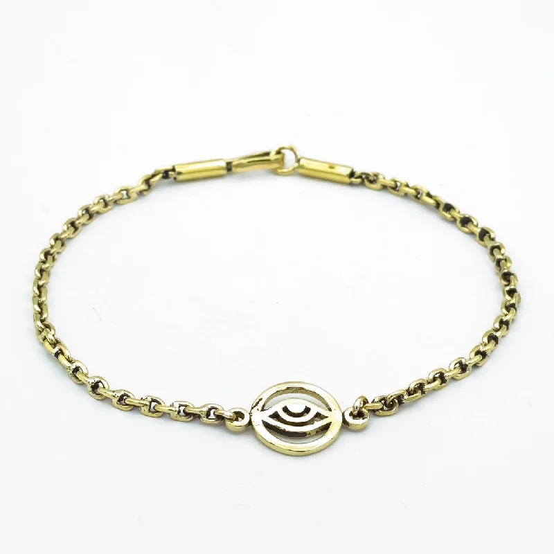 elegant gold bangles for women -elegant gold bangles for women -Evil Eye Brass Chain Bracelet