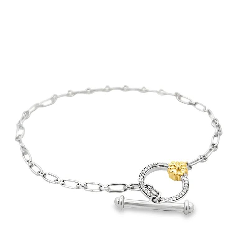 women’s tennis bracelets -women’s tennis bracelets -Sterling Silver & Gold Plated 0.10ctw Diamond Toggle Bracelet