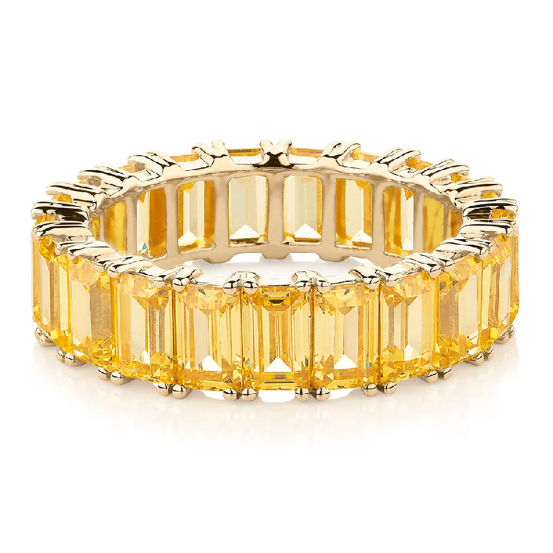 sophisticated rings for women -All-rounder eternity band with 6.30 carats* of diamond simulants in 10 carat yellow gold