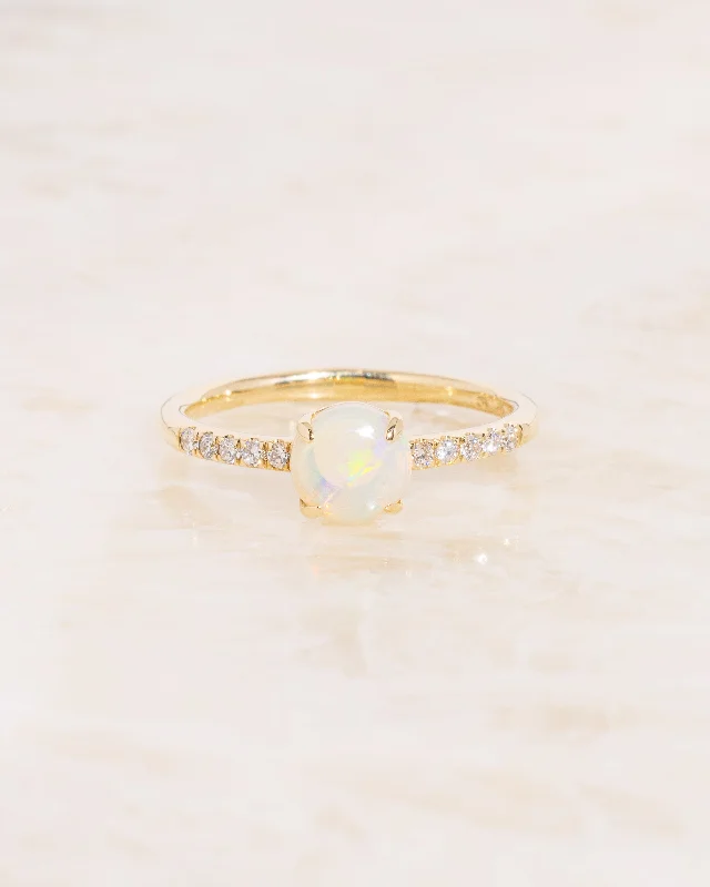 men’s and women’s matching rings -Round Ethiopian Jelly Opal Ring