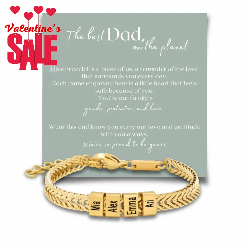 custom bangles with initials -custom bangles with initials -Dan Bracelet - Dad Bracelet with kid's names - Gold