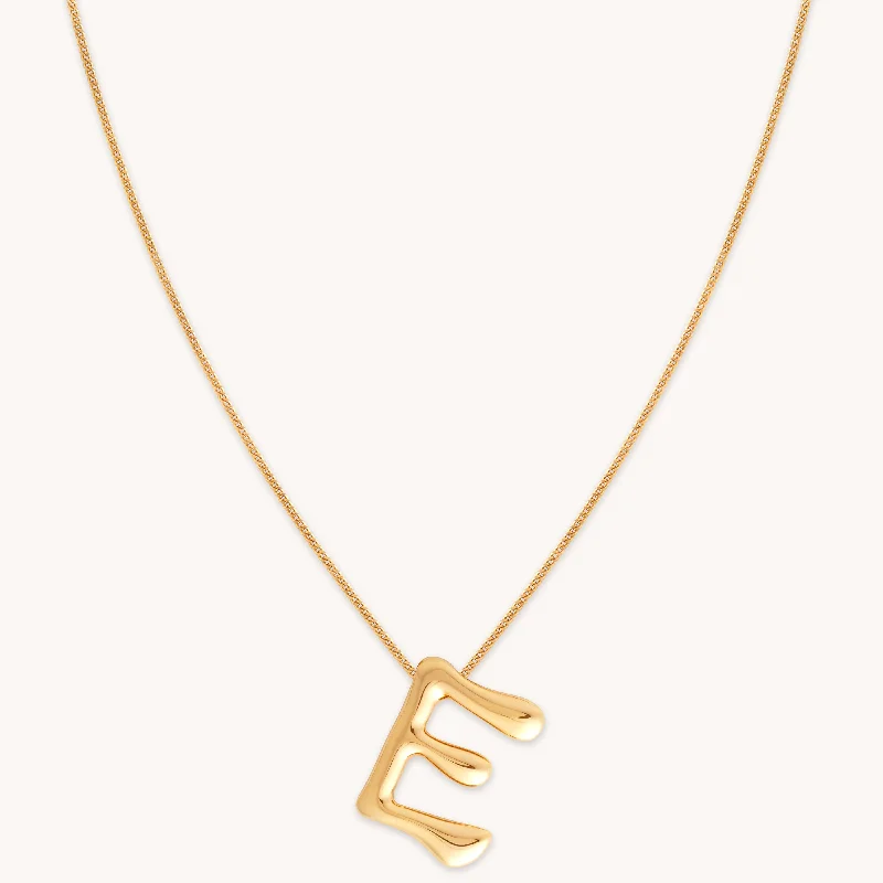 luxury necklaces for women -E Initial Bold Pendant Necklace in Gold