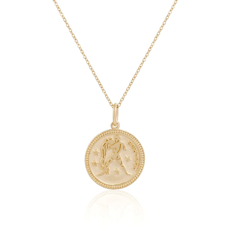 gold pendant necklaces for women -14k Fine Zodiac Necklace