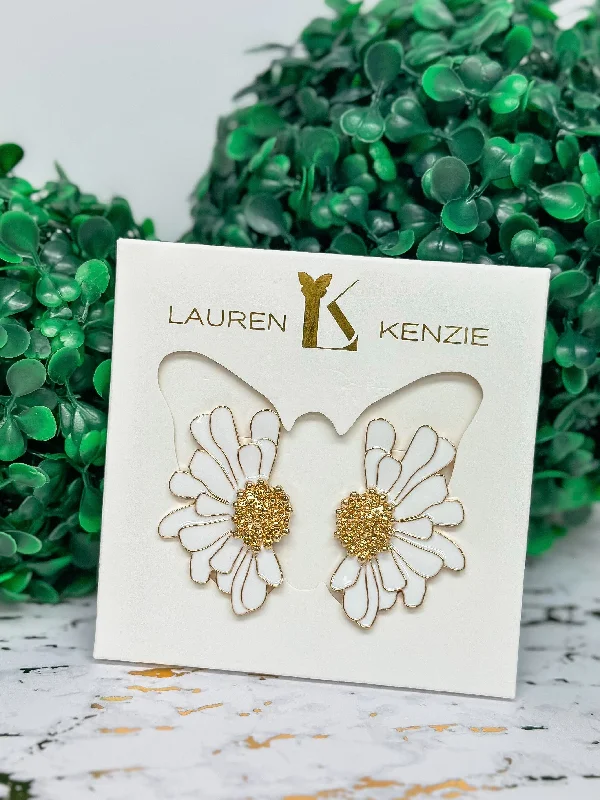 pearl earrings for women -Fiona Flower Earrings by Lauren Kenzie