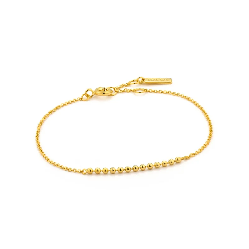 dainty bracelets for women -dainty bracelets for women -14K Yellow Gold Plated Ball Bar Bracelet by Ania Haie