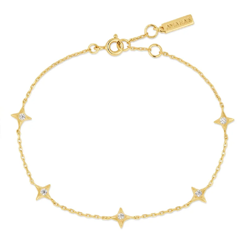 elegant crystal bracelets for women -elegant crystal bracelets for women -Sterling Silver & 14K Yellow Gold Plated Cubic Zirconia Star Station Bracelet by Ania Haie