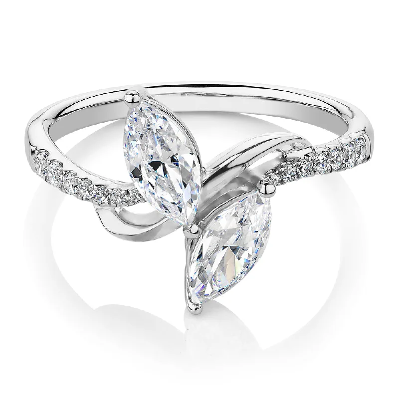 fashion statement rings -Dress ring with 1.06 carats* of diamond simulants in 10 carat white gold