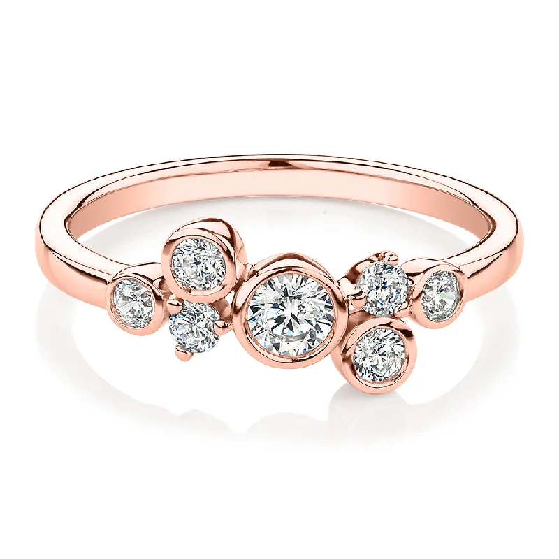 adjustable rings for women -Dress ring with 0.39 carats* of diamond simulants in 10 carat rose gold