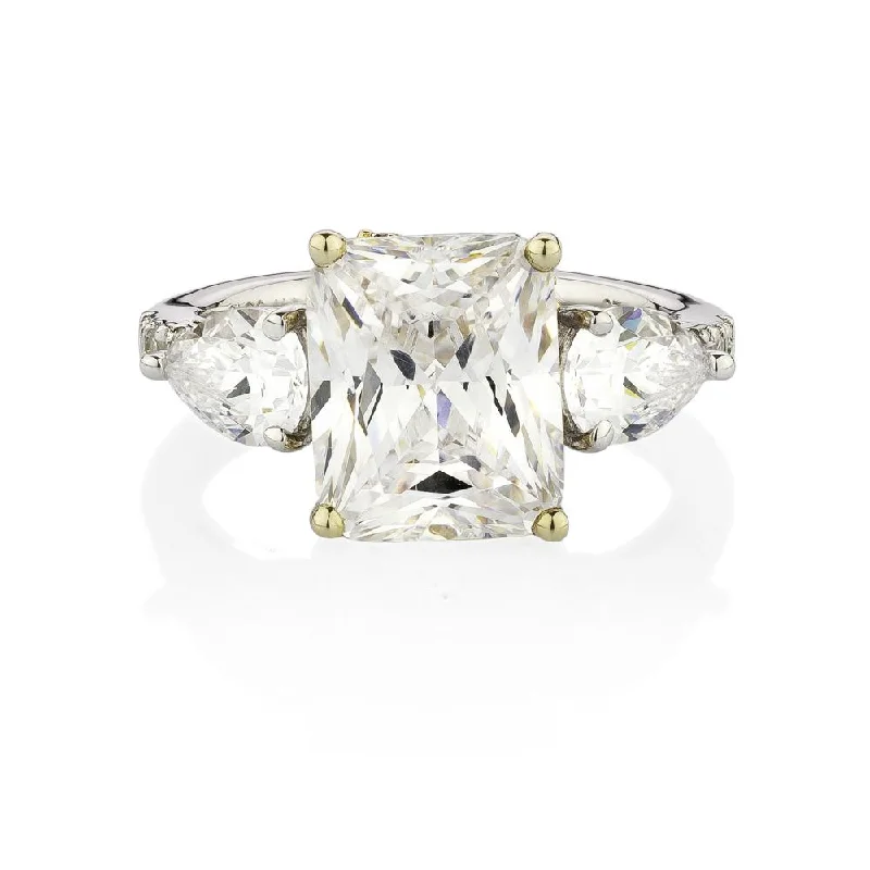 bridal ring sets -Synergy dress ring with 6.68 carats* of diamond simulants in 10 carat yellow gold and sterling silver