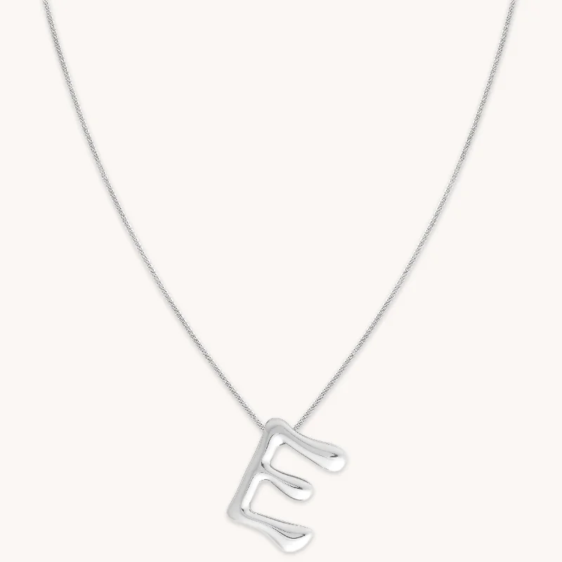 delicate necklaces for women -E Initial Bold Pendant Necklace in Silver