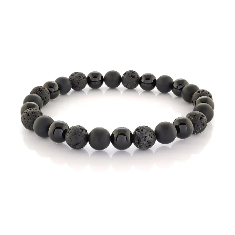 bracelet sets for women -bracelet sets for women -Lava Stone and Black Onyx Men's Beaded Bracelet