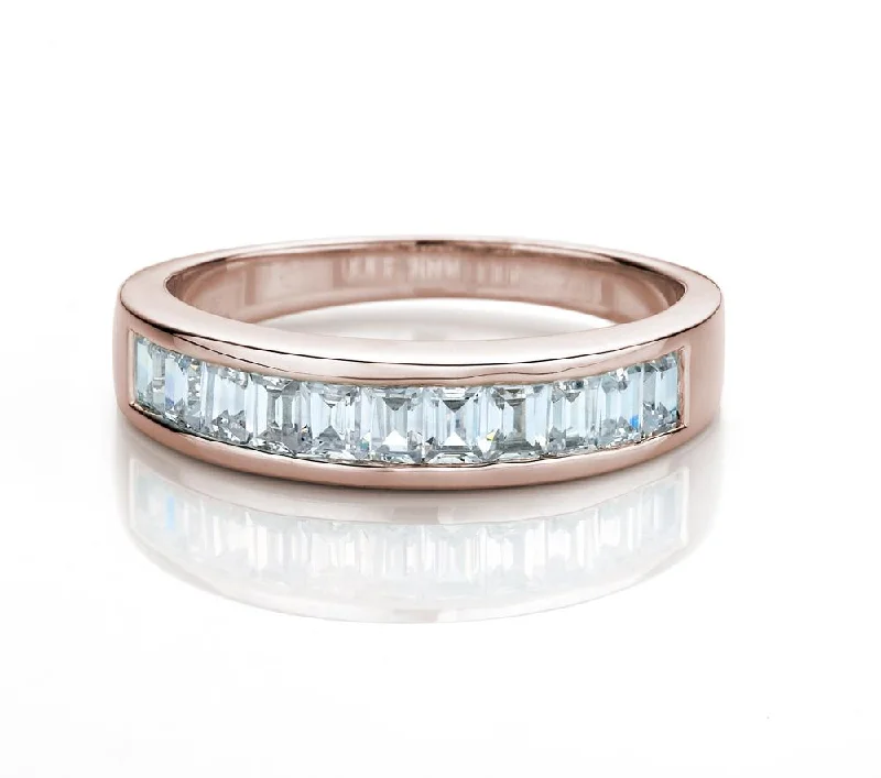 stackable rings for women -Wedding or eternity band with 0.66 carats* of diamond simulants in 14 carat rose gold