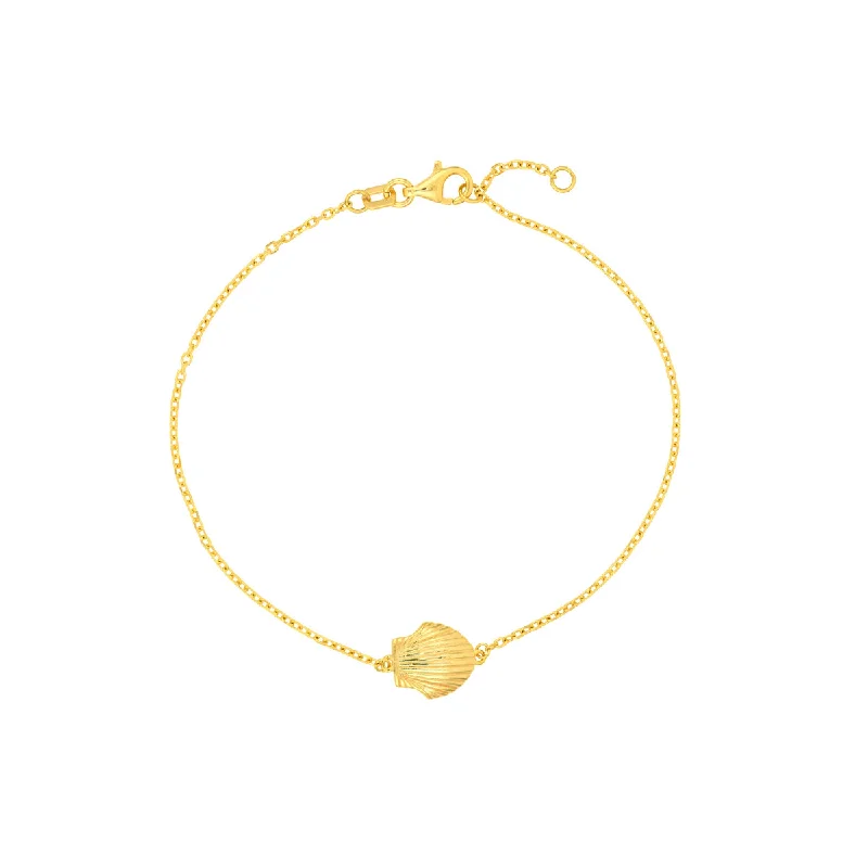 minimalist gold bangles -minimalist gold bangles -14K Yellow Gold Adjustable Seashell Bracelet by Midas Chain