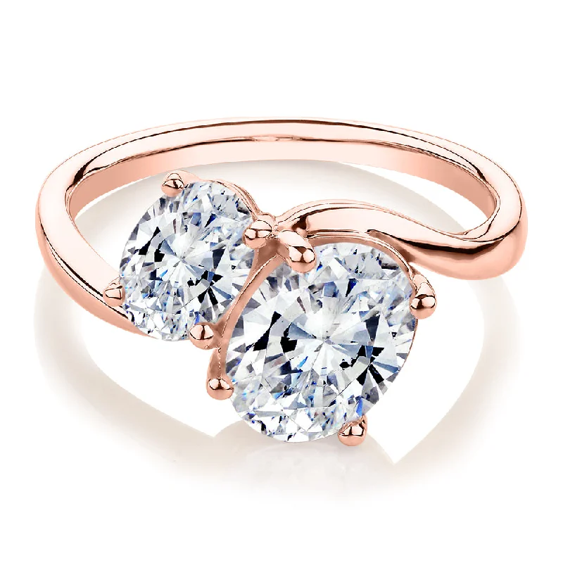 delicate rings for women -Dress ring with 2.62 carats* of diamond simulants in 10 carat rose gold