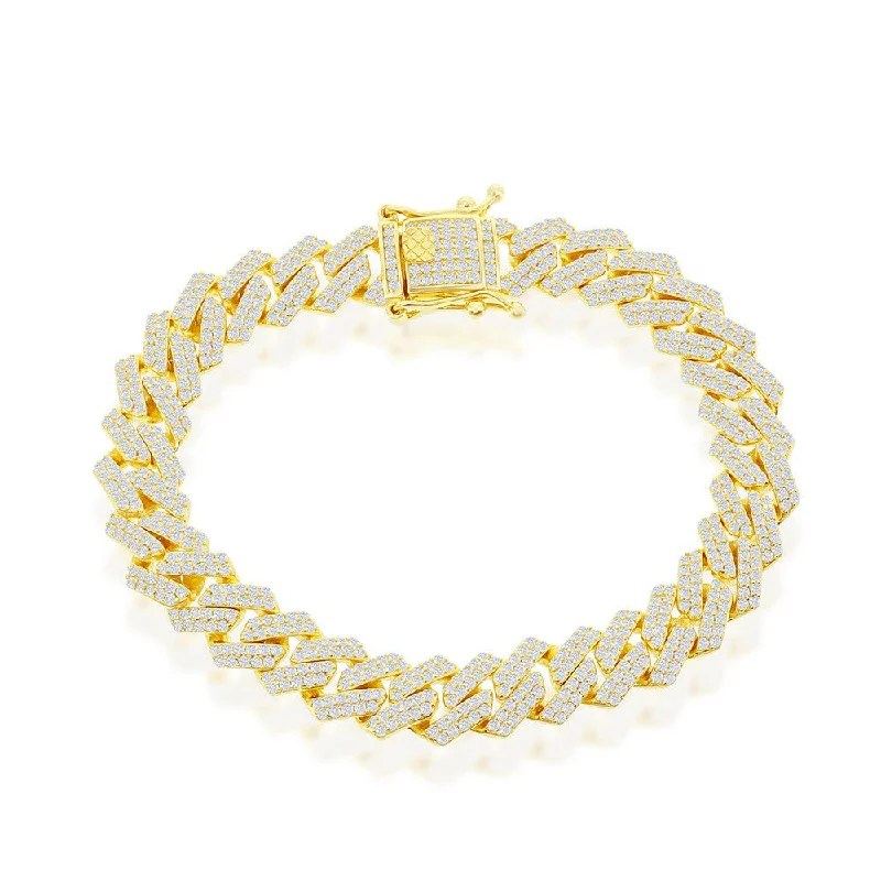 chic bangles for women -chic bangles for women -Italian Sterling Silver 10mm Micro Pave Monaco Bracelet - Gold Plated