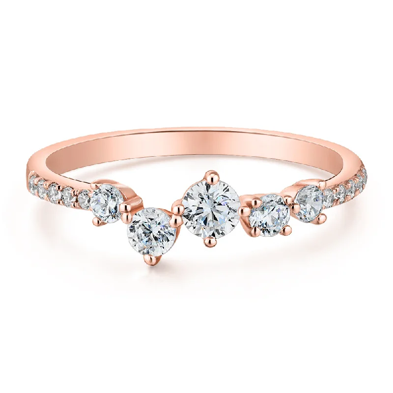 vintage wedding rings for women -Dress ring with 0.46 carats* of diamond simulants in 10 carat rose gold