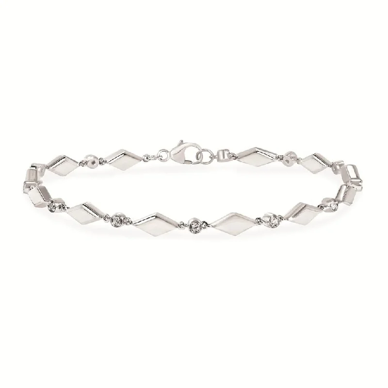 custom bracelet sets for women -custom bracelet sets for women -Sterling Silver 0.09ctw Diamond Geometric Station Bracelet