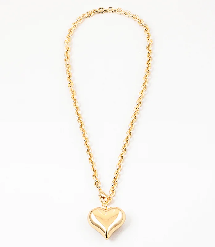 sterling silver necklaces for women -Puffy Heart Necklace