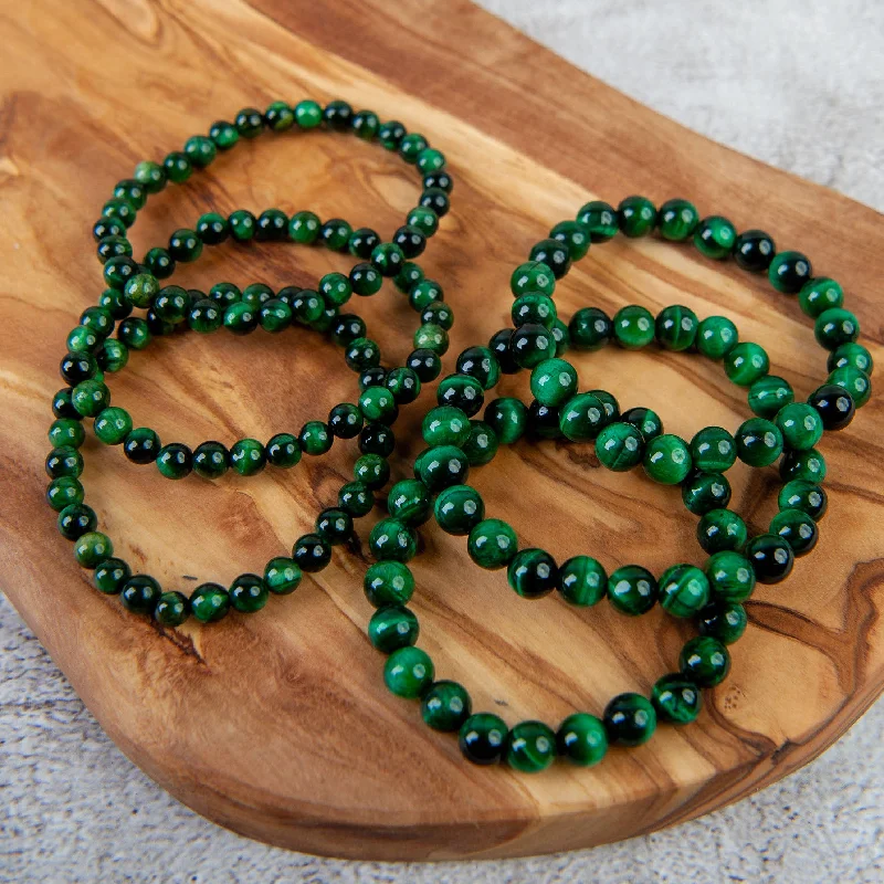 vintage style bracelets -vintage style bracelets -Green Tigers Eye Beaded Bracelet