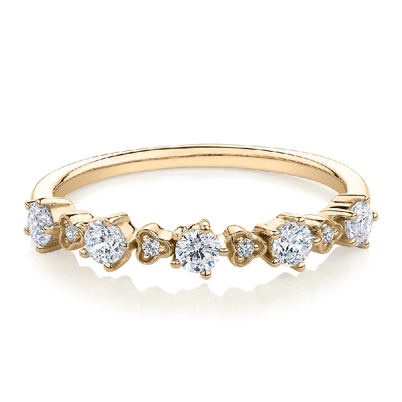 alternative wedding rings for women -Wedding or eternity band with 0.32 carats* of diamond simulants in 10 carat yellow gold