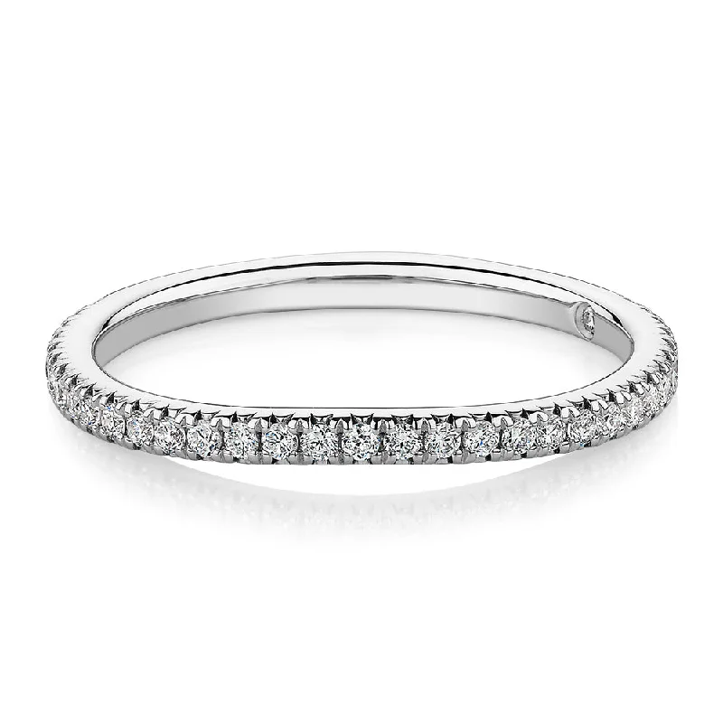 wedding bands for women -Signature Simulant Diamond 0.23 carat* TW round brilliant curved wedding or eternity band in 14 carat white gold