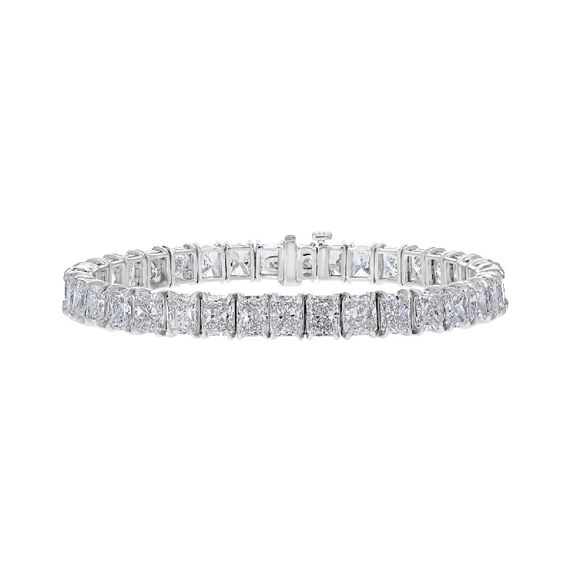 luxury bangles for women -luxury bangles for women -PLATINUM 27 CTW RADIANT DIAMOND 4 PRONG TENNIS BRACELET