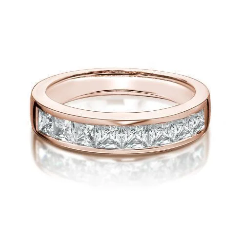 vintage rings for women -Wedding or eternity band with 1.44 carats* of diamond simulants in 14 carat rose gold