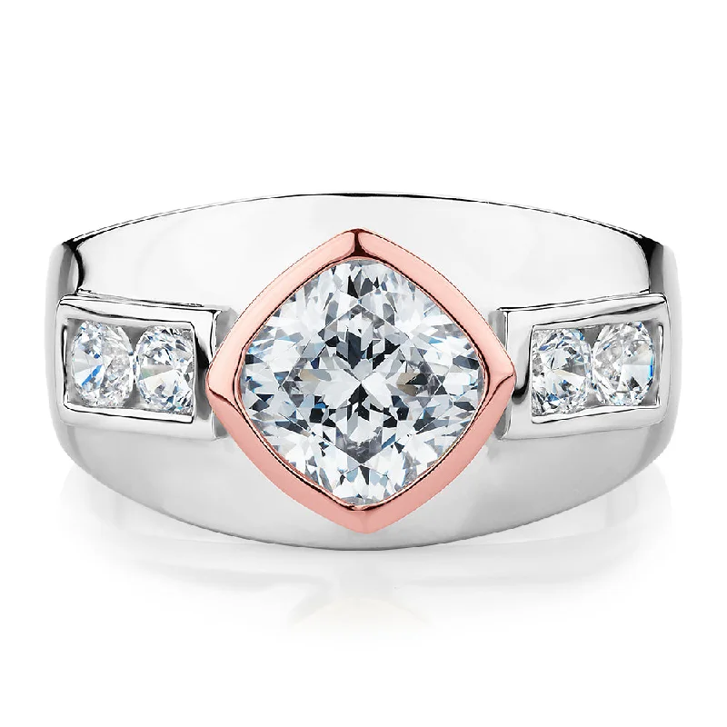 custom-designed rings for women -Synergy dress ring with 1.9 carats* of diamond simulants in 10 carat rose gold and sterling silver