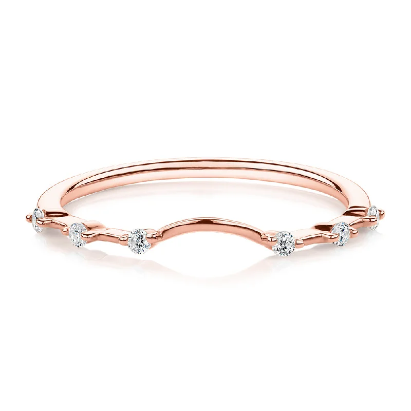 high-end engagement rings -Wedding or eternity band with diamond simulants in 14 carat rose gold