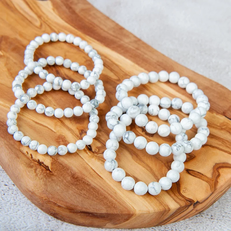 stylish bangles for women -stylish bangles for women -Howlite Beaded Bracelet