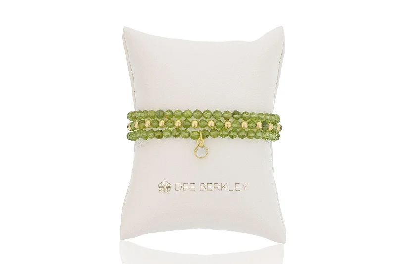 stylish cuff bracelets for women -stylish cuff bracelets for women -Peridot & Gold Filled Bead Stretch Bracelet Set by Dee Berkley