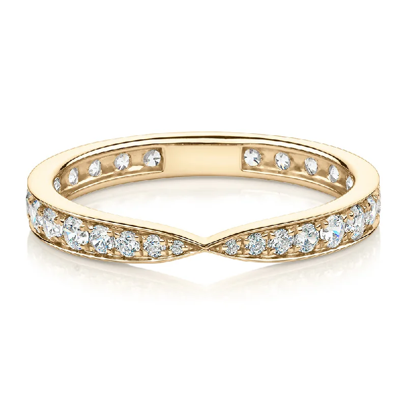 luxury bridal rings -All-rounder eternity band with 0.75 carats* of diamond simulants in 10 carat yellow gold