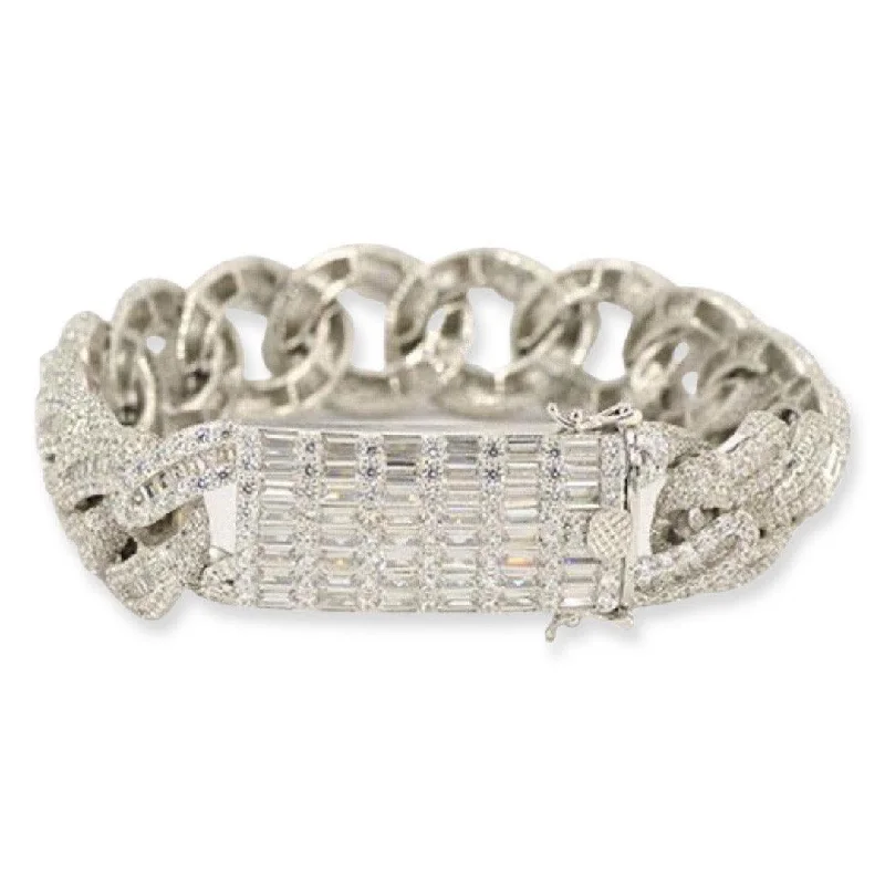 fashion bangles and bracelets -fashion bangles and bracelets -JDB1013 - Silver Baguette Cuban Bracelet