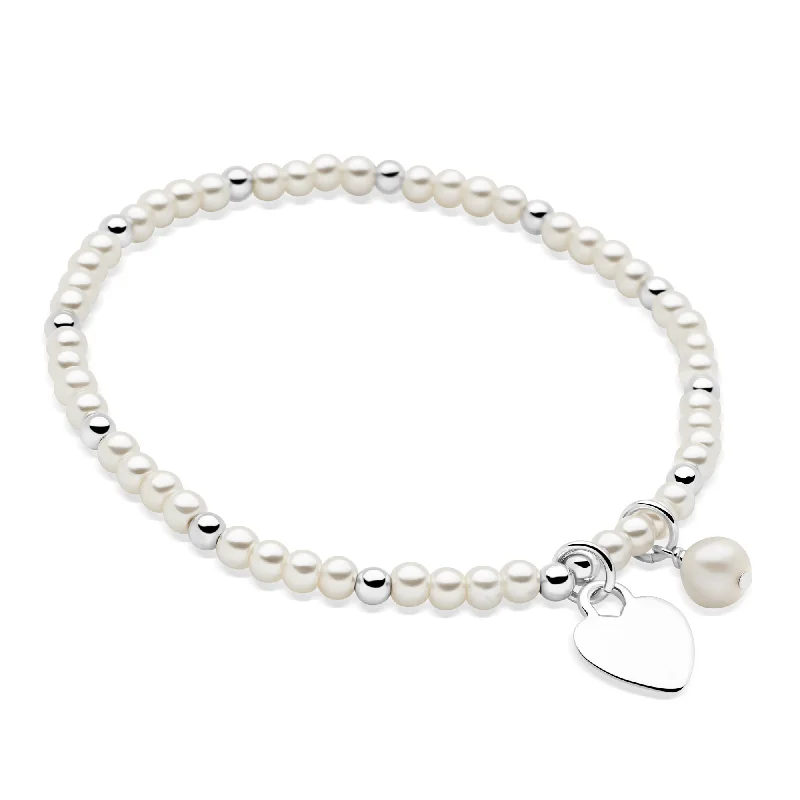 sterling silver bangles -sterling silver bangles -Pearly Charm Bracelet