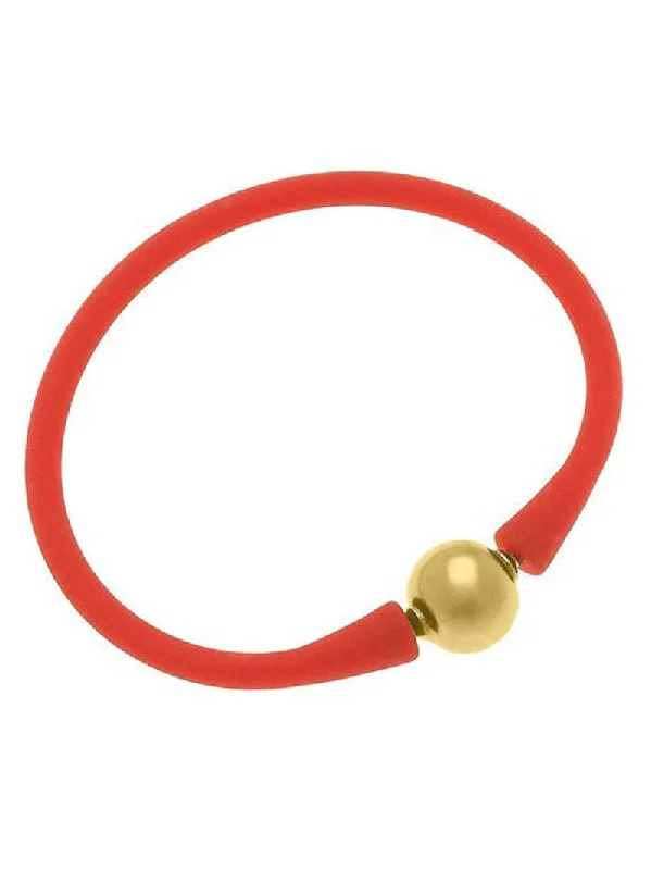 women’s statement bangles -women’s statement bangles -Bali Bracelet Gold Ball Bead - Orange