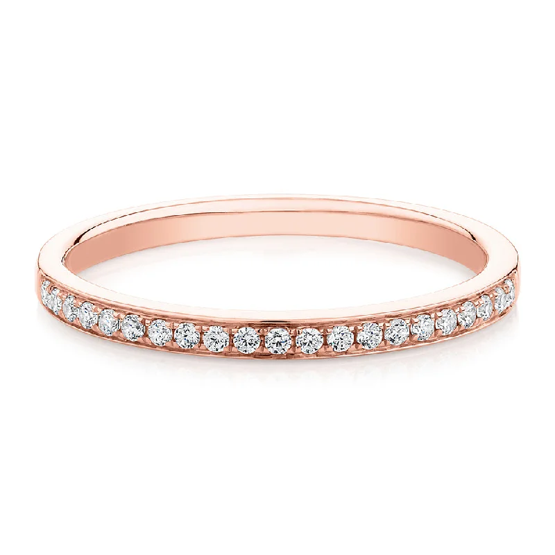 women’s silver engagement rings -Round Brilliant wedding or eternity band in 14 carat rose gold