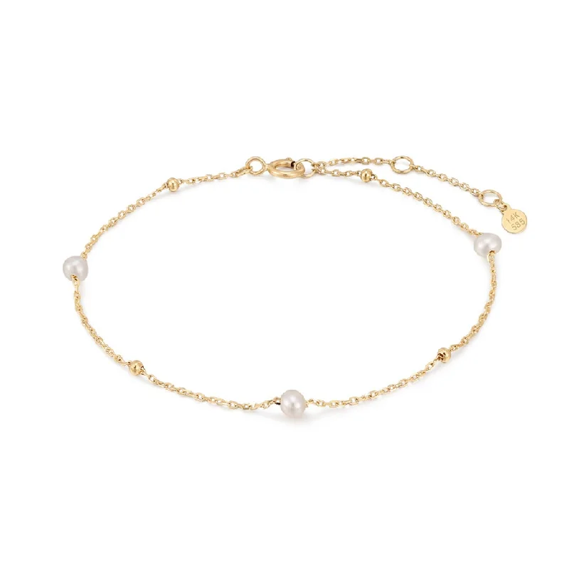 leather bangles for women -leather bangles for women -14K Yellow Gold Alternating Bead & Pearl Station Bracelet by Aurelie Gi