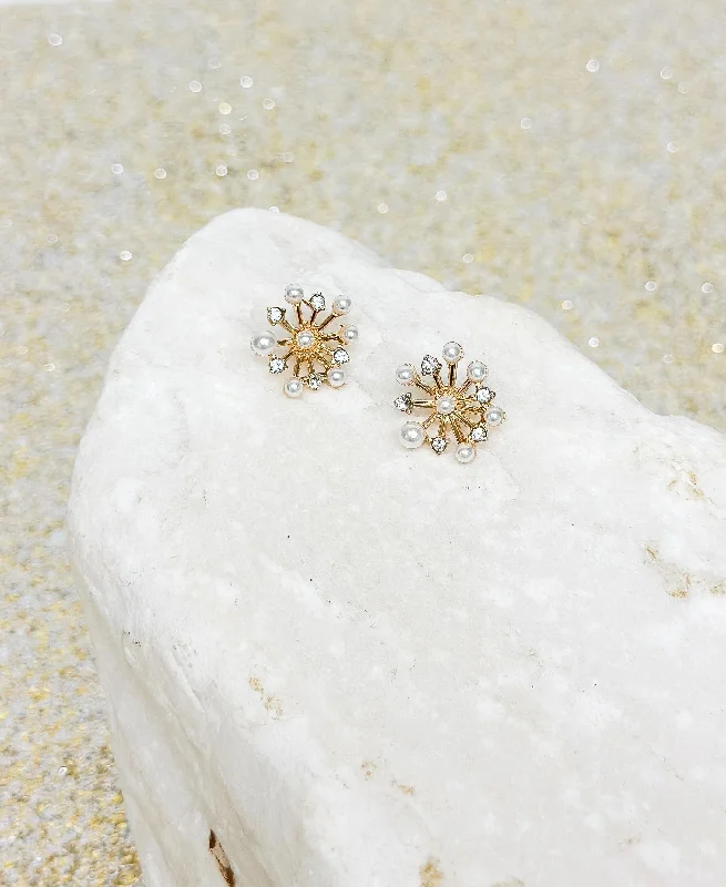 vintage earrings for women -Pearl Fireworks Stud Earrings