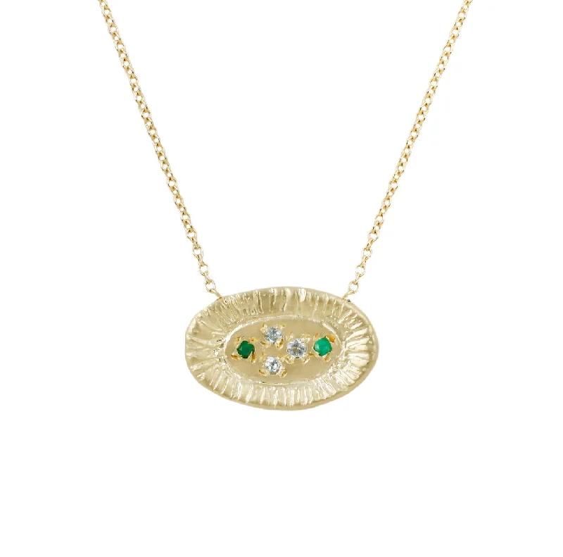 lucky charm necklaces for women -Sunburst necklace-emerald