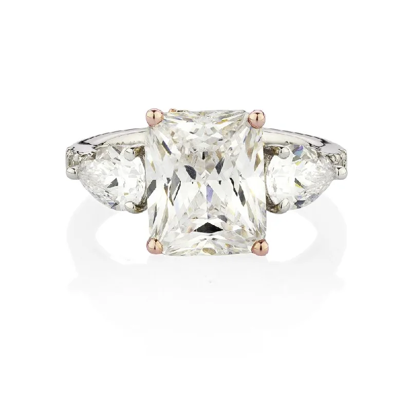 classic engagement rings -Synergy dress ring with 6.68 carats* of diamond simulants in 10 carat rose gold and sterling silver