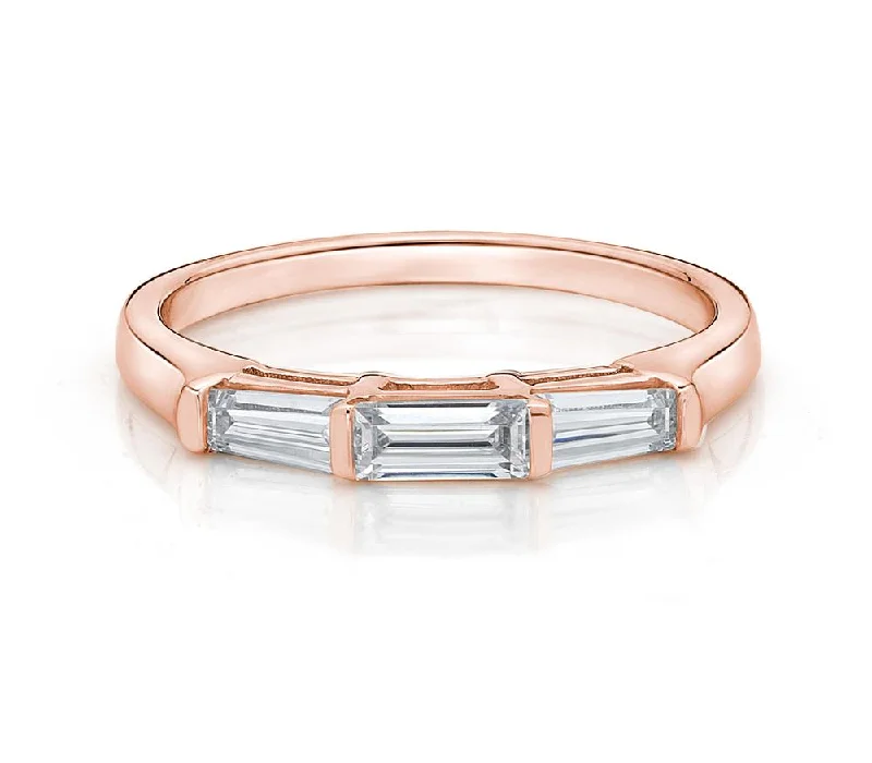 bridesmaid rings for women -Wedding or eternity band with 0.66 carats* of diamond simulants in 14 carat rose gold