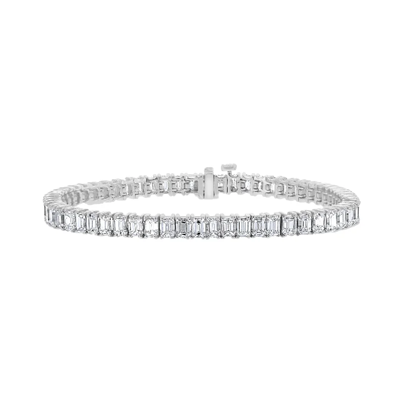 stylish bangles for women -stylish bangles for women -18KT WHITE GOLD 13.59 CTW EMERALD DIAMOND 4 PRONG TENNIS BRACELET