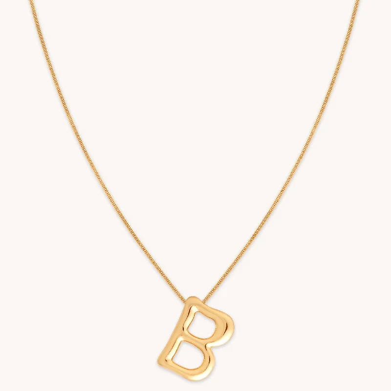 stacking necklaces for women -B Initial Bold Pendant Necklace in Gold