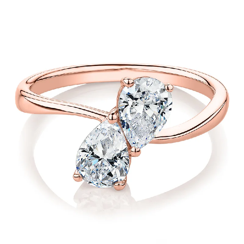 unique engagement rings -Dress ring with 1.42 carats* of diamond simulants in 10 carat rose gold