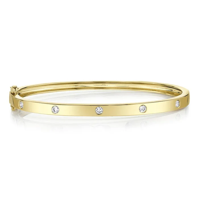 affordable bangle bracelets -affordable bangle bracelets -14K Yellow Gold 0.38ctw Diamond Station Bangle Bracelet by Shy Creation