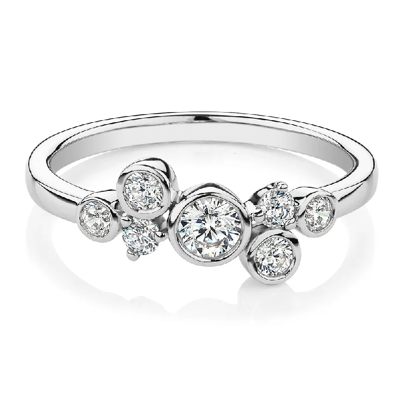 women’s birthstone rings -Dress ring with 0.39 carats* of diamond simulants in 10 carat white gold