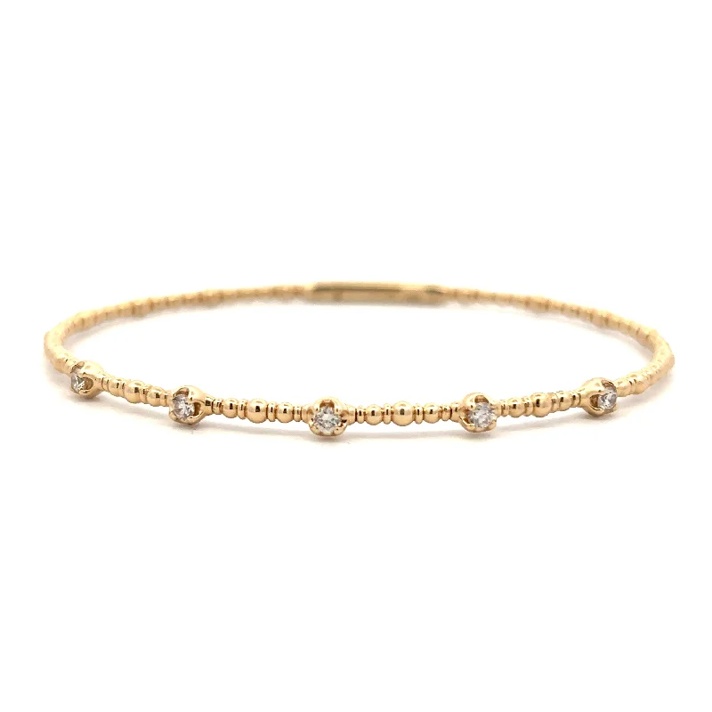 custom design bangles -custom design bangles -14K Yellow Gold 0.26ctw Round Diamond Station Bangle Bracelet