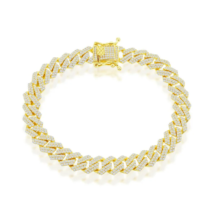 elegant crystal bracelets for women -elegant crystal bracelets for women -Sterling Silver 8mm Micro Pave Monaco Bracelet - Gold Plated 8"